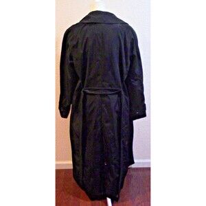 London Fog Black Trench Coat 12 Large Regular Removable Liner Button Belt Close